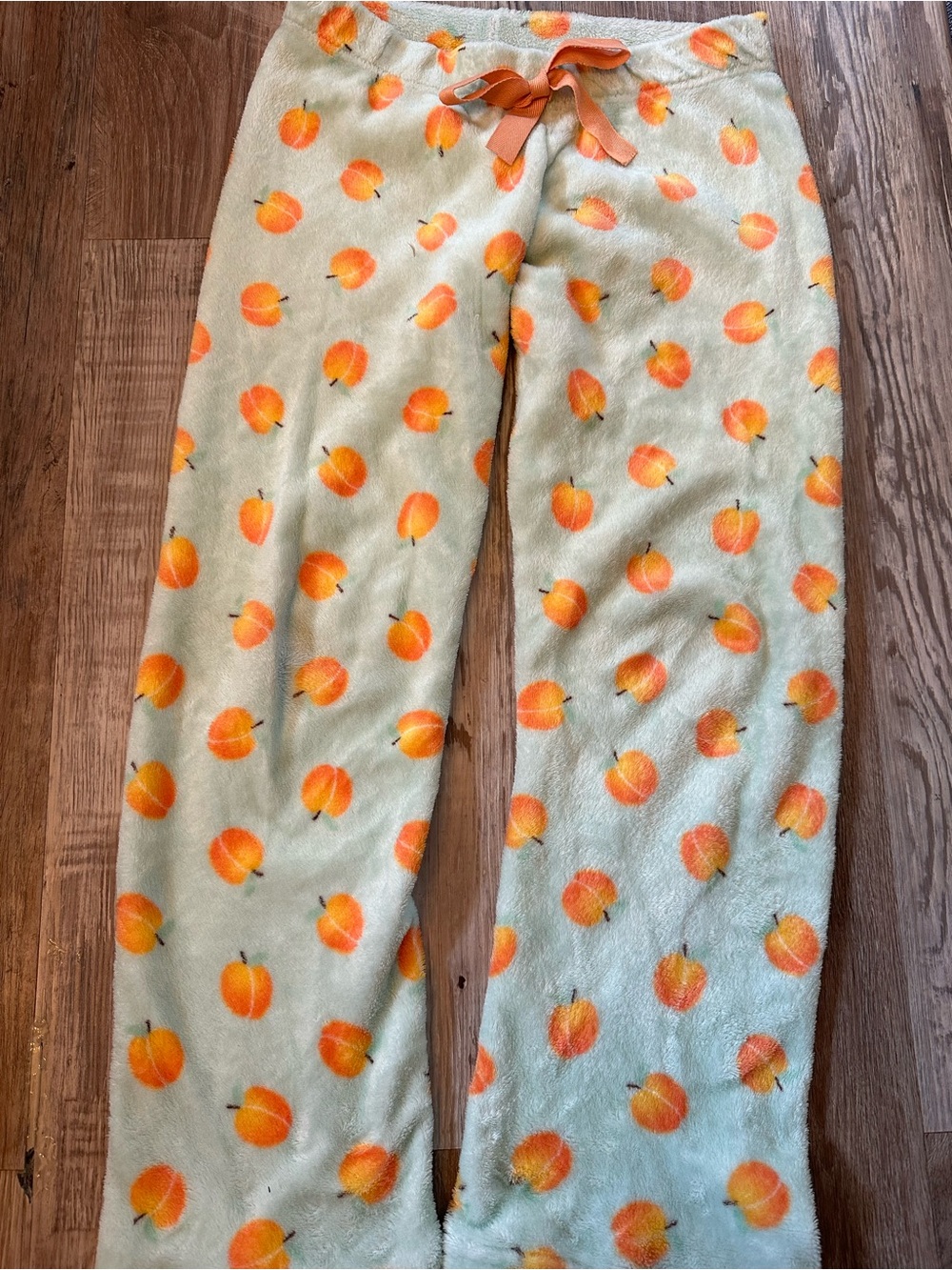 Small Cozy Peach-Print Plush Pajama Pants